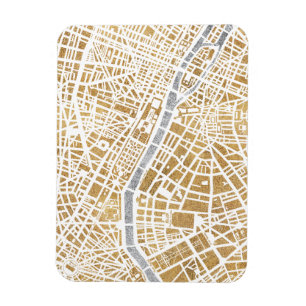 Gilded City Map Of Paris Magnet