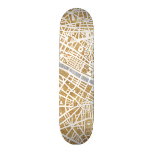 Gilded City Map Of Paris Skateboard