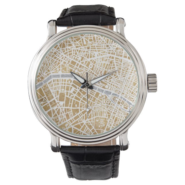 Gilded City Map Of Paris Watch (Front)