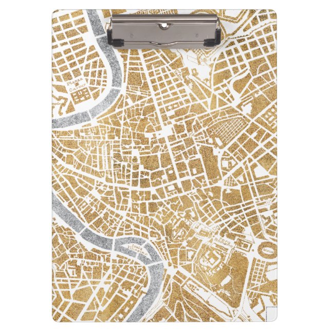 Gilded City Map Of Rome Clipboard (Front)