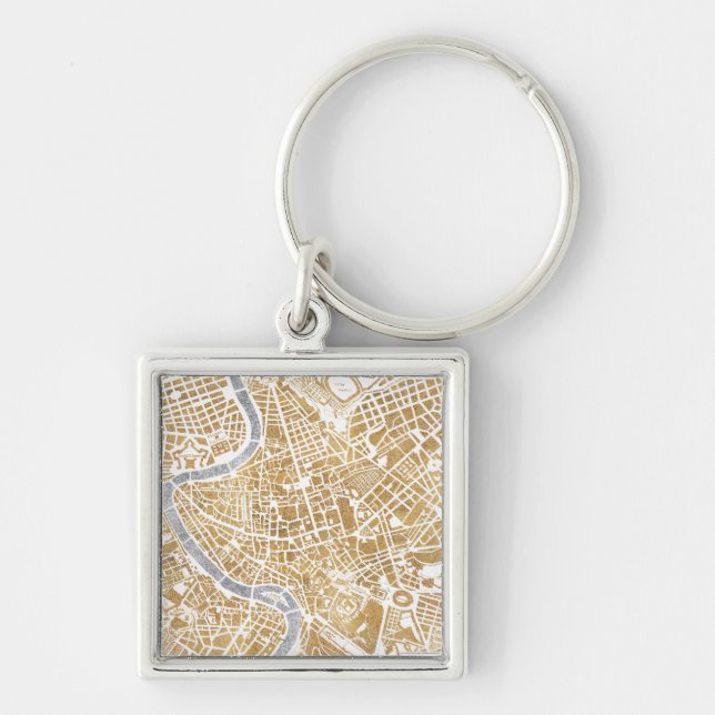 Gilded City Map Of Rome Key Ring (Front)