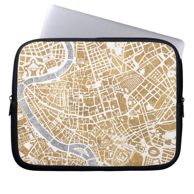 Gilded City Map Of Rome Laptop Sleeve (Front)
