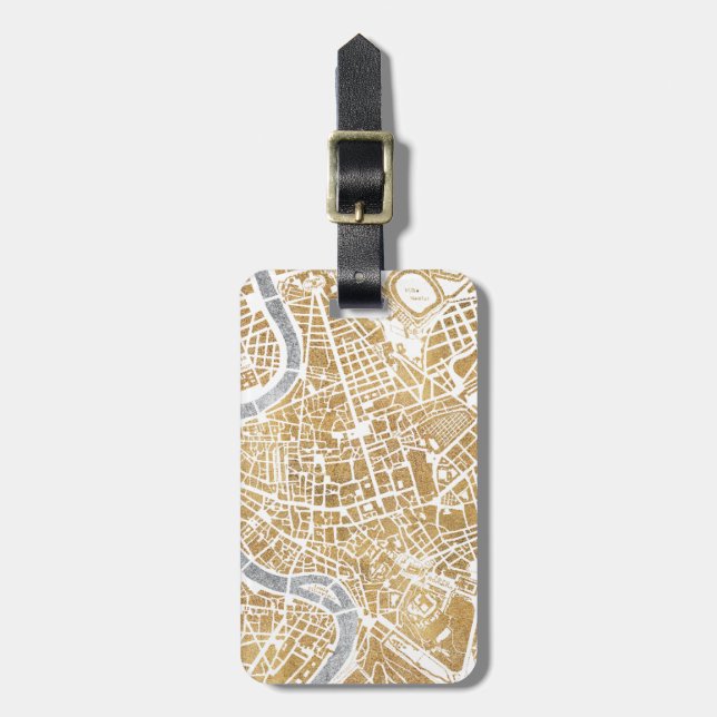 Gilded City Map Of Rome Luggage Tag (Front Vertical)