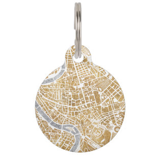 Gilded City Map Of Rome Pet Tag