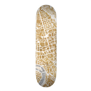 Gilded City Map Of Rome Skateboard