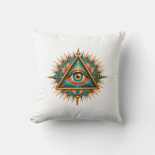 Gilded Compass Eye Throw Pillow