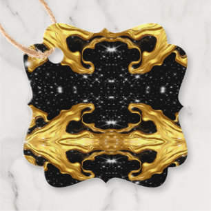 Gilded Cosmos: Liquid Gold & Black High-Contrast Favour Tags
