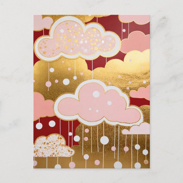 Gilded Crimson Rainfall Postcard (Front)