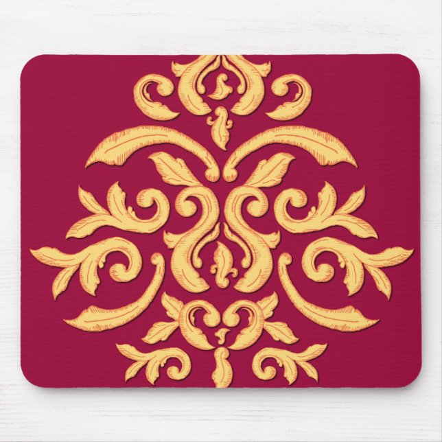 Gilded Damask Mousepad for the Elegant Office Desk (Front)