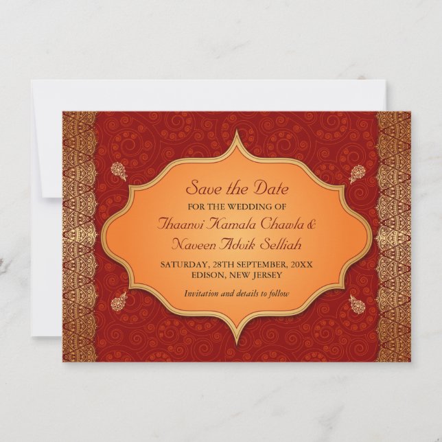 Gilded Edge Indian Frame Save the Date (Front)
