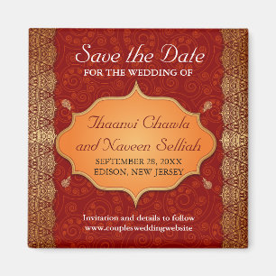 Gilded Edge Indian Frame Save the Date Magnet