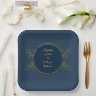 Gilded Elegance Circle Wedding Paper Plate