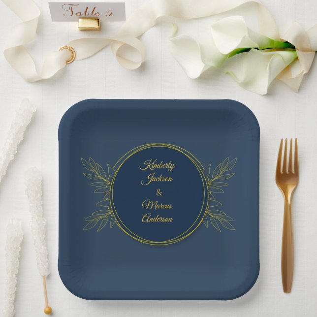 Gilded Elegance Circle Wedding Paper Plate (Wedding)