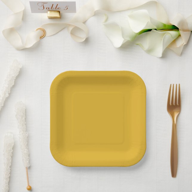 Gilded Elegance Midnight Gold Paper Plate (Wedding)