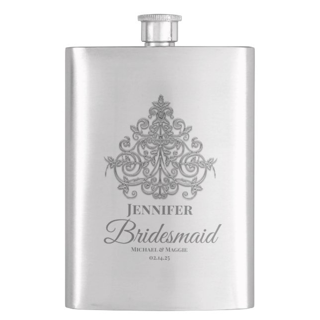 Gilded Elegance Monogrammed Classic Flask (Front)
