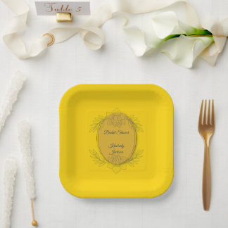 Gilded Elegance Oval Bridal Shower Paper Plate
