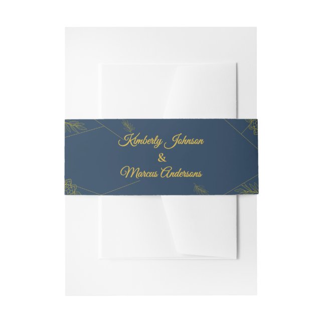Gilded Elegance Wedding Invitation Belly Band (Front Example)