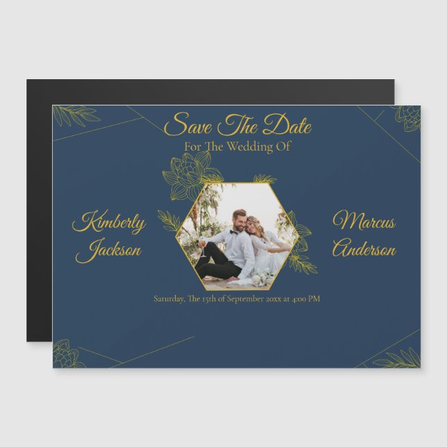 Gilded Elegance Wedding Save The Date Magnet (Front/Back)