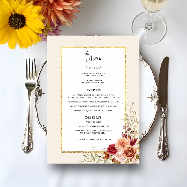 Gilded Fall Terracotta Floral Menu (Creator Uploaded)