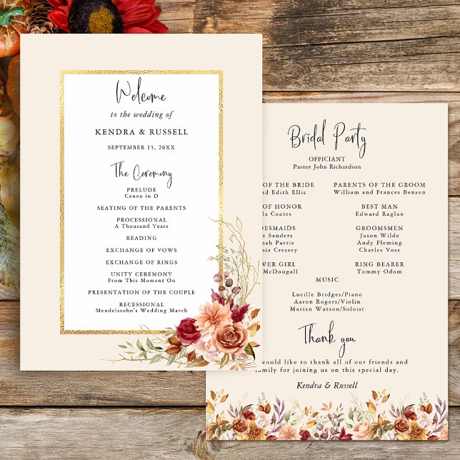 Gilded Fall Terracotta Floral Programme (Creator Uploaded)