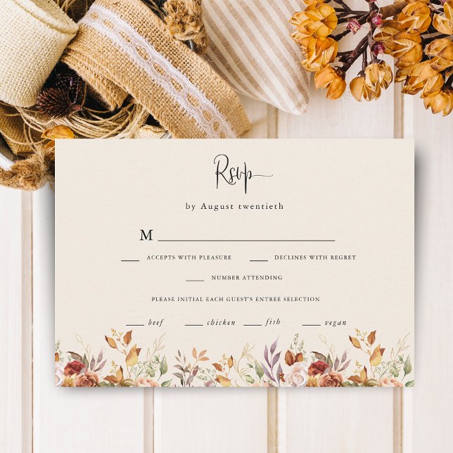 Gilded Fall Terracotta Floral RSVP Card (Creator Uploaded)