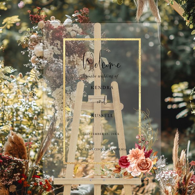 Gilded Fall Terracotta Floral Welcome  Acrylic Sign (Creator Uploaded)