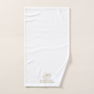 Gilded Faux Gold Calligraphy Bridal Mrs Gift Bath Towel Set