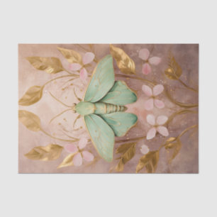 Gilded Flight, Beautiful Green Moth Formals Tissue Paper