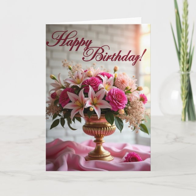 Gilded Floral Birthday Card (Front)