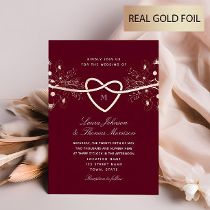 Gilded Floral Burgundy Rose Gold Wedding