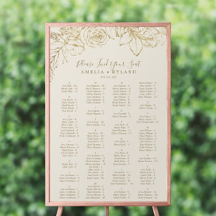 Gilded Floral   Cream Alphabetical Seating Chart