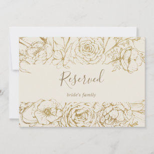Gilded Floral   Cream and Gold Reserved Sign