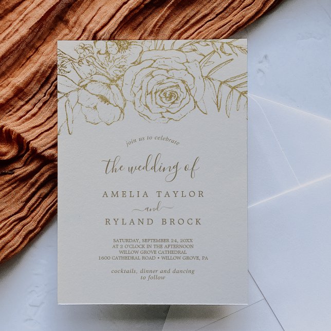 Gilded Floral | Cream and Gold The Wedding Of Invitation (Creator Uploaded)