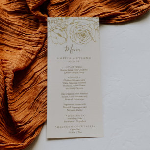 Gilded Floral   Cream and Gold Wedding Dinner Menu