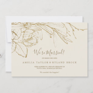 Gilded Floral Cream & Gold Elopement Announcement