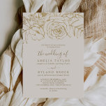 Gilded Floral | Cream Gold Parent's Names Wedding Invitation<br><div class="desc">This gilded floral cream and gold parents names wedding invitation is perfect for an elegant wedding. The modern boho design features a whimsical arrangement of faux gold foil hand drawn flowers, leaves and botanicals on a cream background. Please Note: This design does not feature real gold foil. It is a...</div>