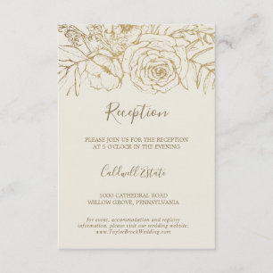 Gilded Floral   Cream & Gold Reception Insert Card