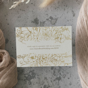 Gilded Floral   Cream & Gold Wedding Website RSVP Enclosure Card