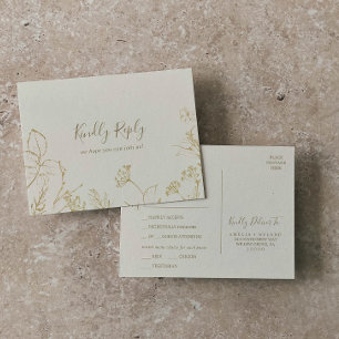 Gilded Floral   Cream Menu Choice RSVP Postcard