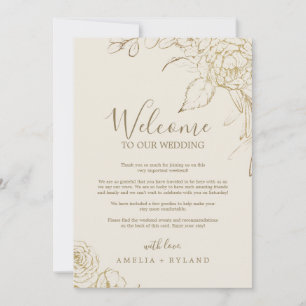 Gilded Floral   Cream Welcome Letter & Itinerary
