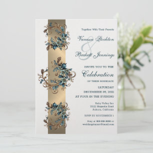 Gilded Floral Elegance Wedding Invitation
