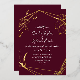 Gilded Floral Gold Foil Burgundy All-In-1 Wedding