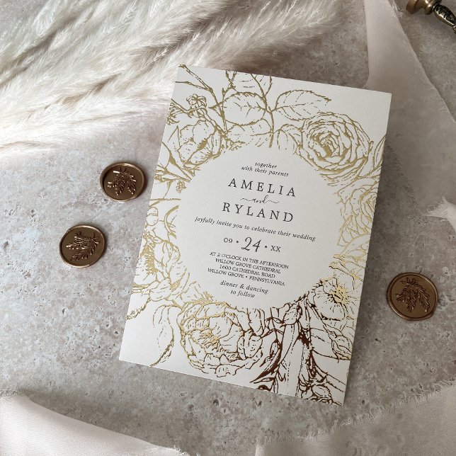 Gilded Floral | Gold Foil Cream Casual Wedding (Creator Uploaded)