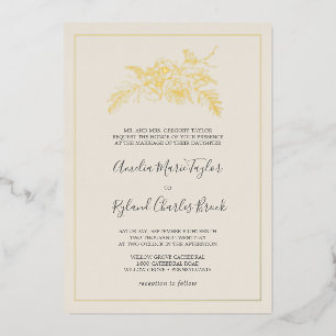 Gilded Floral   Gold Foil Cream Formal Wedding