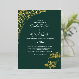 Gilded Floral   Gold Foil Emerald Wedding 