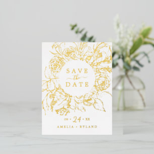 Gilded Floral Gold Foil Save the Date Invitation Postcard