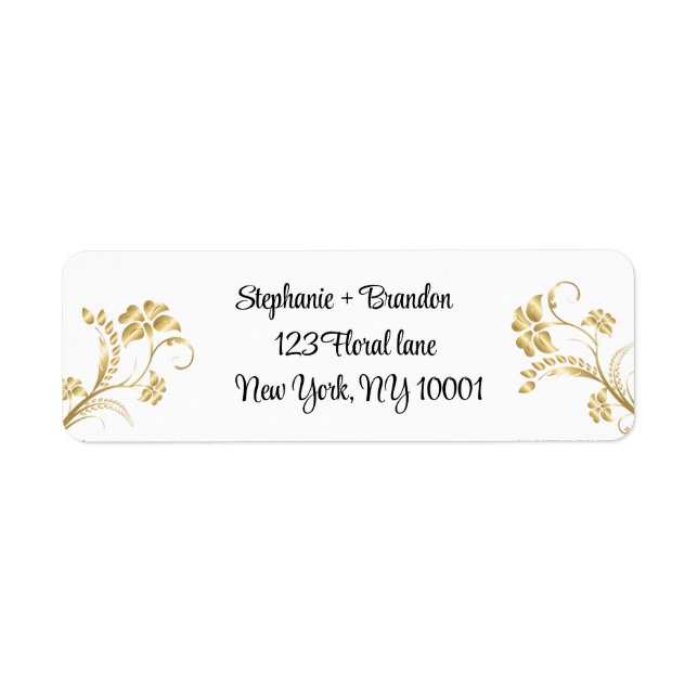 Gilded Floral Gold Modern Return Address Labels (Front)