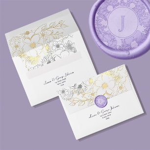 Gilded Floral Gold Wedding Envelope