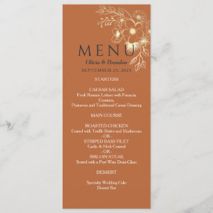 Gilded Floral Gold Wedding Menu