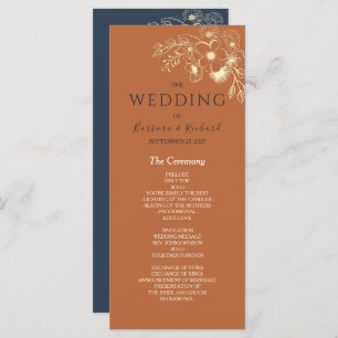 Gilded Floral Gold Wedding Program Programme